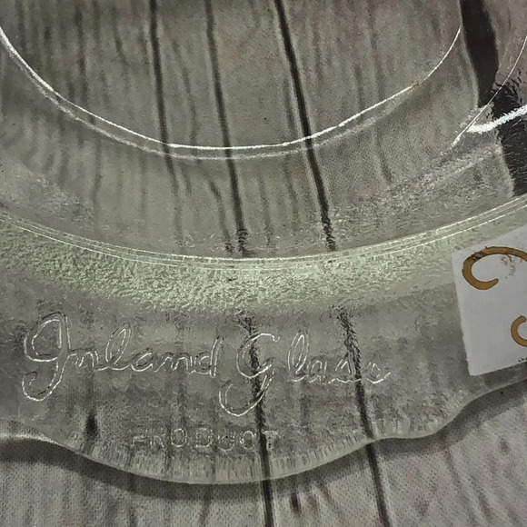 vintage inland glass platter with gold and brown detail on rim edge - Picture 5 of 10